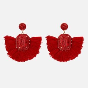 LAST PAIR! Statement Tassel Earrings- Red